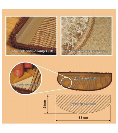 Nakładki na schody WIOSNA BEŻ 65x24cm prostokąt